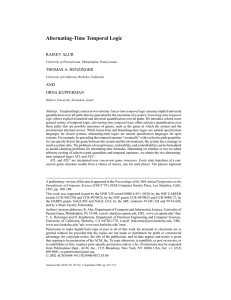 Alternating-Time Temporal Logic - the Department of Computer and