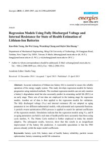 Regression Models Using Fully Discharged Voltage and Internal