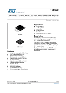 Low-power, 2.5 MHz, RR IO, 36 V BiCMOS operational amplifier