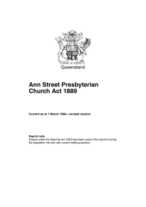 Ann Street Presbyterian Church Act 1889