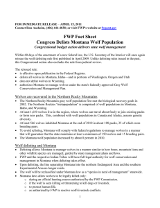 FWP Fact Sheet Congress Delists Montana Wolf Population