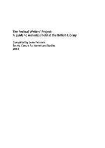 The Federal Writers` Project: A guide to materials