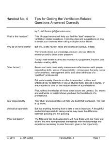 Handout No. 4 Tips for Getting the Ventilation