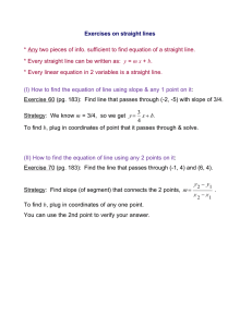 Exercises on straight lines * Any two pieces of info. sufficient to find