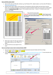 PDF answer sheet for customization