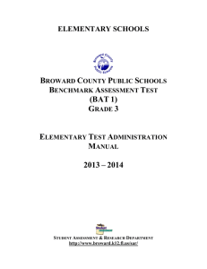 2014 BAT 1 3rd Grade Test Administration Manual