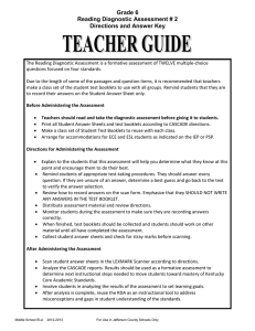 Grade 6 Reading Diagnostic Assessment # 2 Directions and Answer