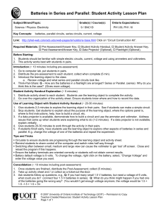 Batteries in Series and Parallel: Student Activity Lesson Plan