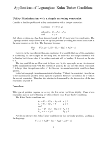 Applications of Lagrangian: Kuhn Tucker Conditions