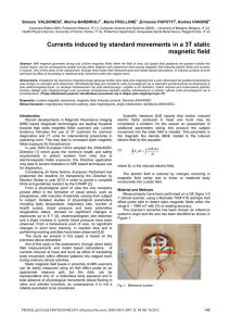 Currents induced by standard movements in a 3T static magnetic field