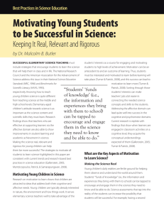 Motivating Young Students to be Successful in Science