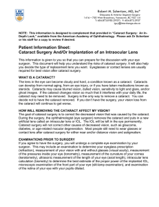 Patient Information For Cataract surgery