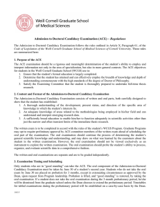 Admission to Doctoral Candidacy Examination (ACE) – Regulations