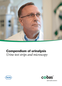 Urine test strips and microscopy