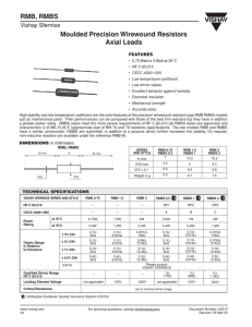 RMB, RMBS Moulded Precision Wirewound Resistors Axial Leads