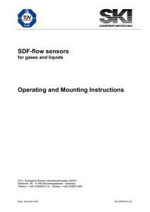 SDF-flow sensors Operating and Mounting Instructions