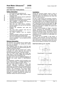 Heat Meter Ultrasonic® UH50 Installation and Service Instructions