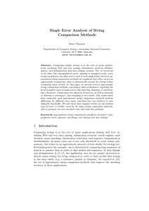 Single Error Analysis of String Comparison Methods