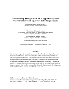 Incorporating String Search in a Hypertext System