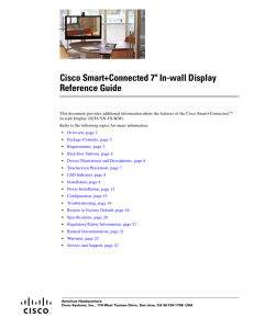 Cisco Smart+Connected 7" In-wall Display Reference Guide