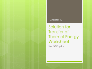 Chapter 10-Solution for Transfer of Thermal Energy Worksheet