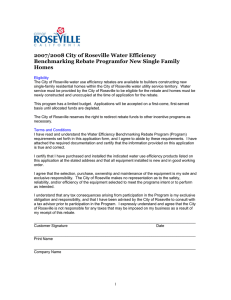 2007/2008 City of Roseville Water Efficiency Benchmarking Rebate