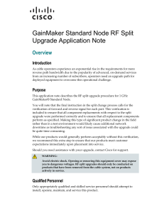 GainMaker Standard Node RF Split Upgrade Application Note