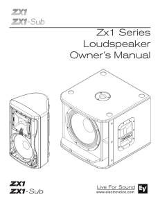 Zx1 Series Loudspeaker Owner`s Manual - Electro