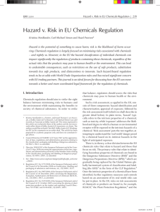 Hazard v. Risk in EU Chemicals Regulation