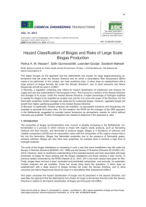 Hazard Classification of Biogas and Risks of Large Scale