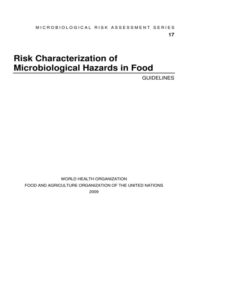 Risk Characterization Of Microbiological Hazards In Food