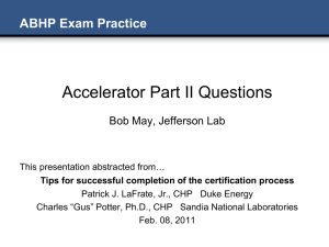 Accelerator Health Physics Problem 2 for CHP Exam Study
