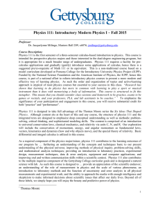 Physics 111: Introductory Modern Physics I – Fall 2015