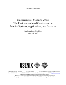 Proceedings of MobiSys 2003: The First International Conference on