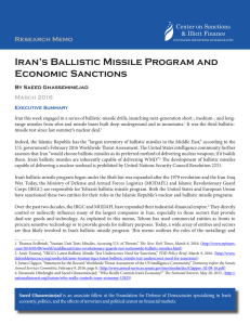 Iran`s Ballistic Missile Program and Economic Sanctions