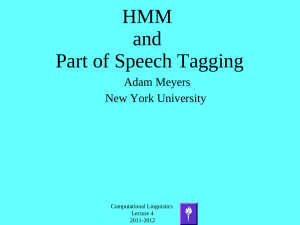 HMM and Part of Speech Tagging - NYU Computer Science