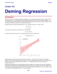 Deming Regression on the NCSS statistical software