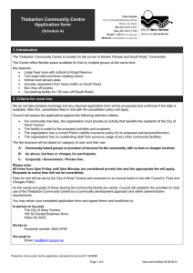 Application for hire of Thebarton Community Centre schedule A pdf