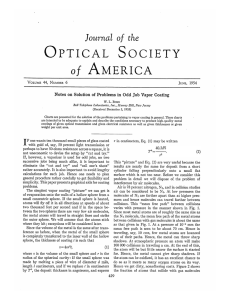 Notes on Solution of Problems in Odd Job Vapor Coating