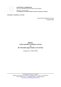 Opinion of the Scientific Committee on Food on the