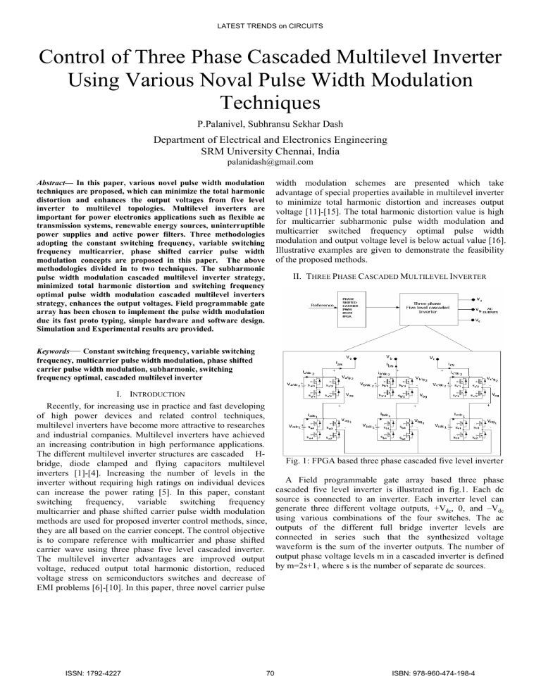 Control of Three Phase Cascaded Multilevel Inverter Using