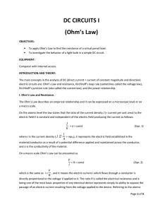 DC CIRCUITS I (Ohm`s Law)