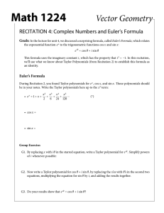 RECITATION 4: Complex Numbers and Euler`s Formula