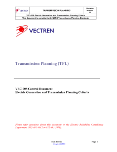 Vectren Electric Generation and TO Planning Criteria