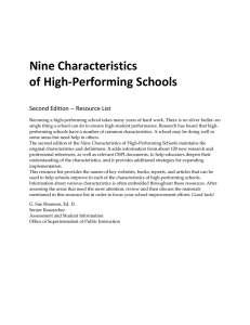 Nine Characteristics of High-Performing Schools