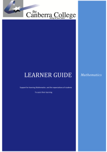 Mathematics Student Learner Guide
