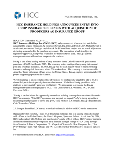HCC Insurance Holdings Press Release