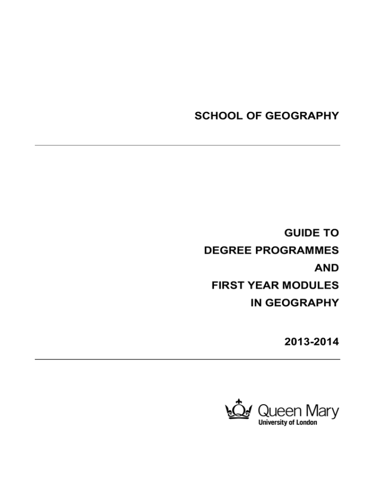 school of geography guide to degree programmes and first year