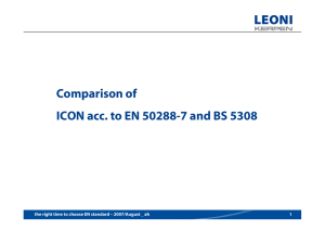 Comparison of ICON acc. to EN 50288-7 and BS 5308