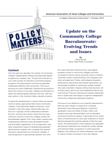 Update on the Community College Baccalaureate